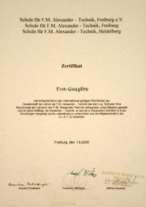 Gusztos Éva Alexander-technika tanári diploma